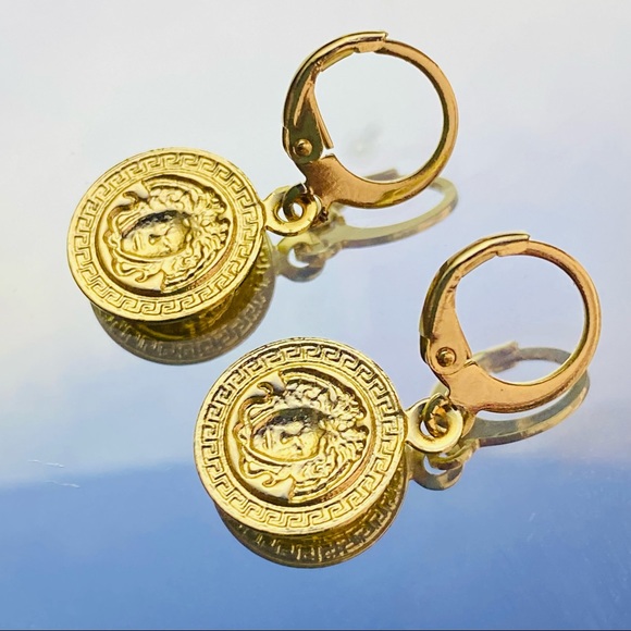 Gold Medusa Earrings - Picture 2 of 6